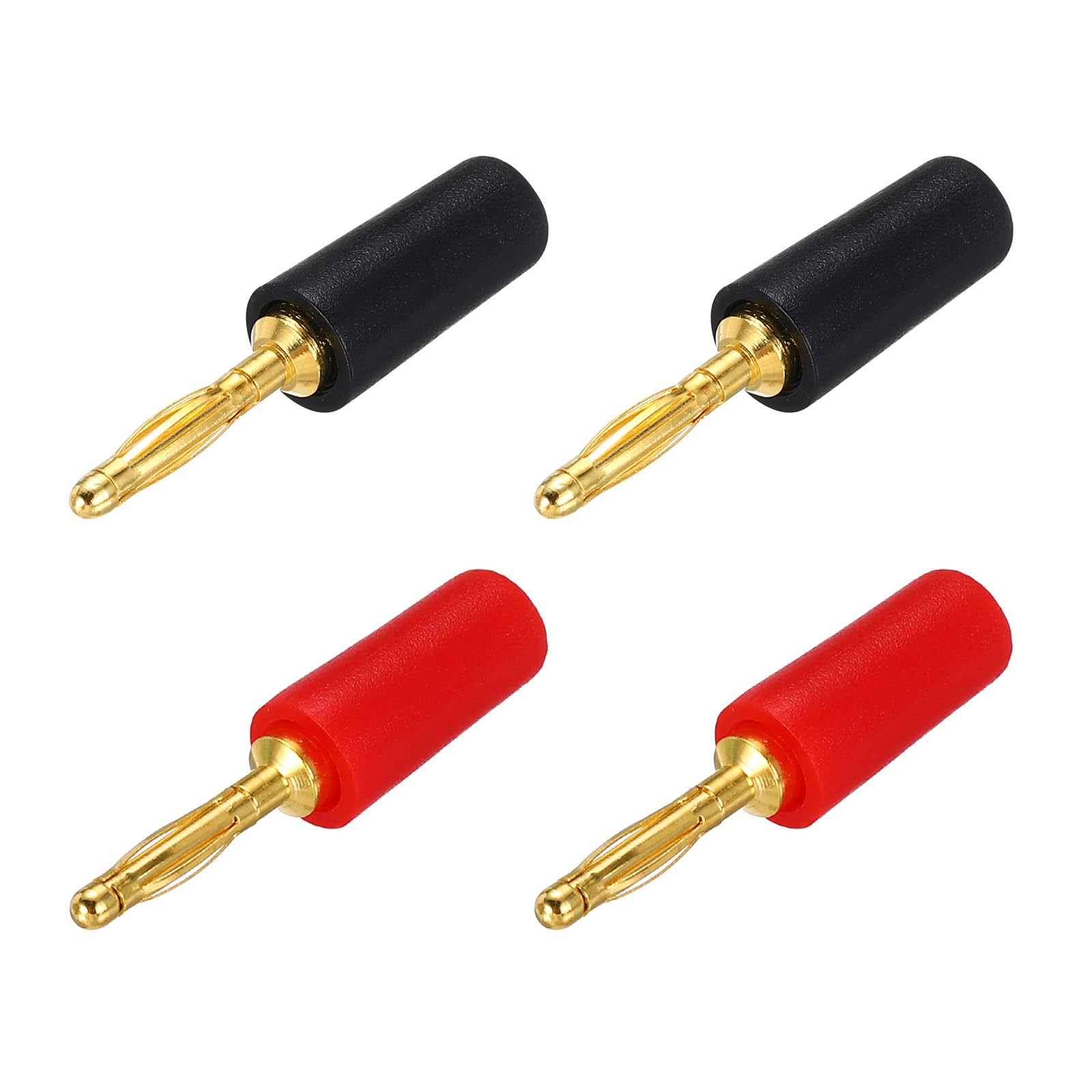 QUARKZMAN 4 sztuki 2 mm wtyk bananowy 10 A 6 mm średnica zewnętrzna 26,5 mm długość kabel głośnikowy wtyczka gniazdo bananowe do kabla głośnikowego kabel audio czarny i czerwony