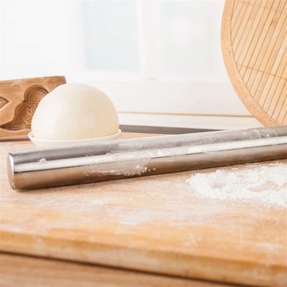 Professionnel Rodillo de amasar de Acero Inoxidable, Metal para Hornear Masa de pastelería para Galletas (tamaño: 30 cm) (tamaño: 35 cm), Masa fácil de Limpiar (30 cm)