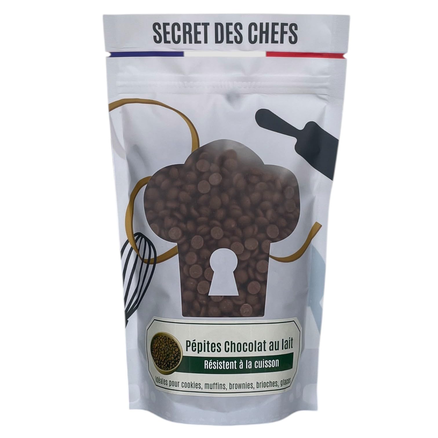 Secret des Chefs – Pépites Chocolat au Lait 700g – Qualité Professionnelle – Pour Cookies, Muffins, Brownies, Brioches, Glaces, Pâtisseries