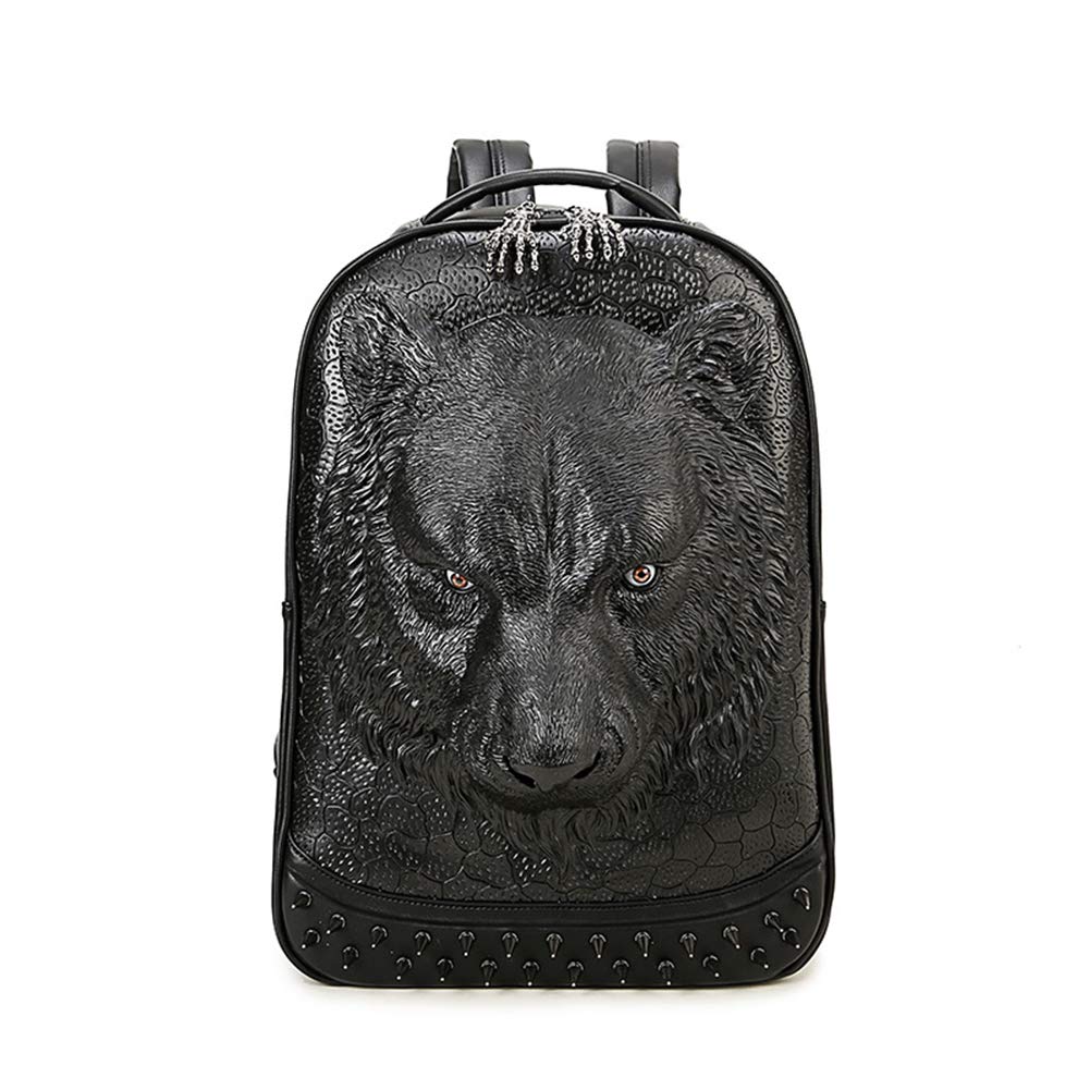 Sac d'école décontracté de mode 3D cuir noir fini les sacs fragiles sans style