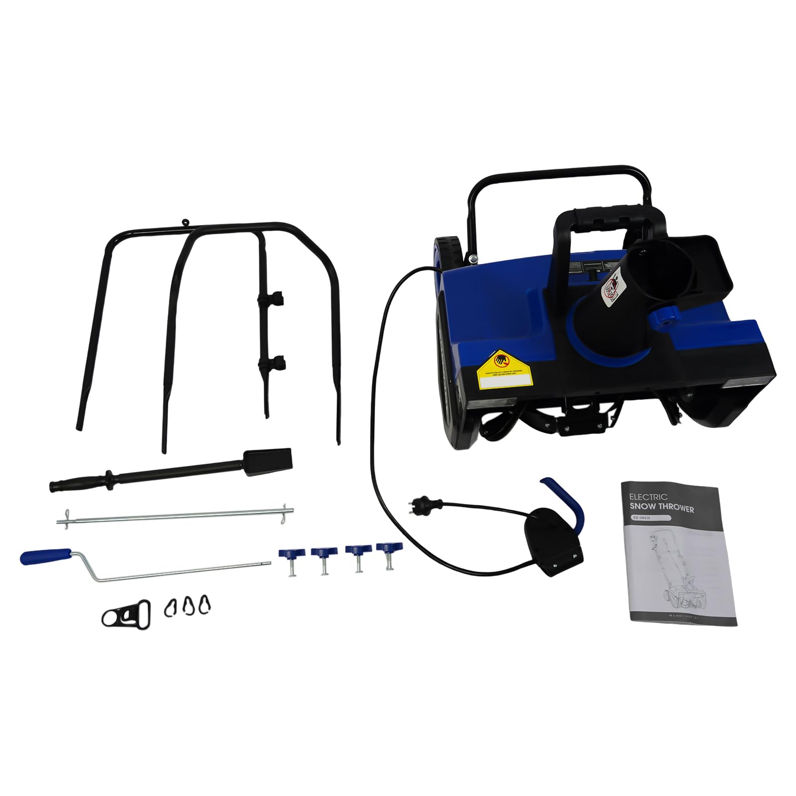 Fraise à neige électrique 2400 W 60 cm 7,6 m avec 2 lampes LED balayeuse 180°
