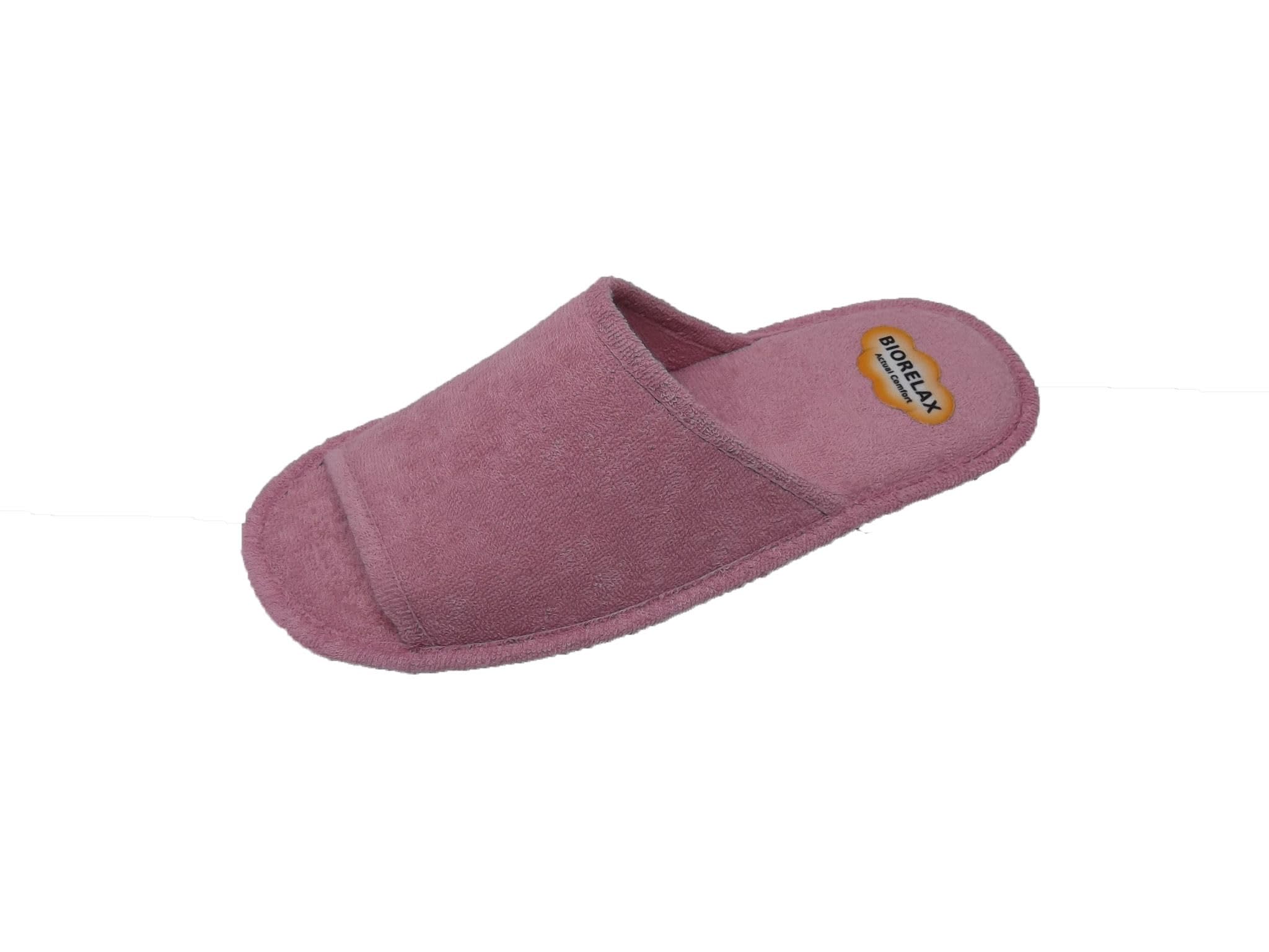 Zapatillas de Estar por casa/Mujer/Biorelax/Rizo/Colores: Malva/Aguamar/Puntera Abierta/Talón Acolchado