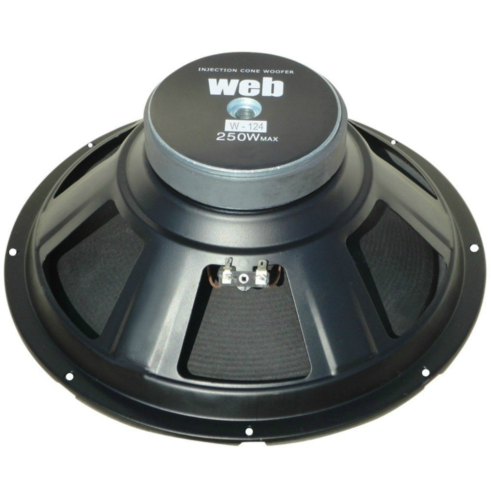 WEB 1 W-124 woofer diffusore medio basso da 30,00 cm 300 mm 12" da 125 watt rms e 250 watt max impedenza 4 ohm auto sensibilità 94 db spl, 1 pezzo + 3 adesivi omaggio