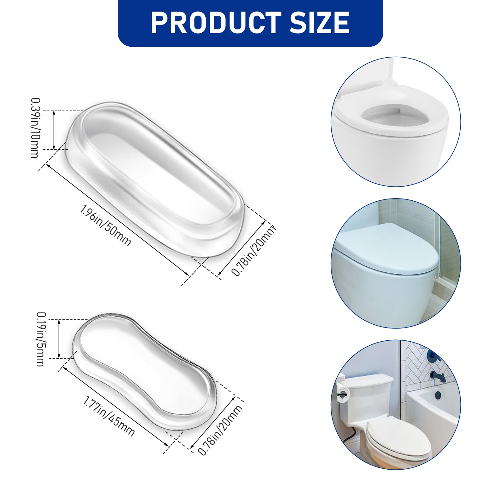 TPZORJX Toilettensitz Stoßfänger Set - 4-teilig Mit Selbstklebenden Puffern & Deckelhebern
