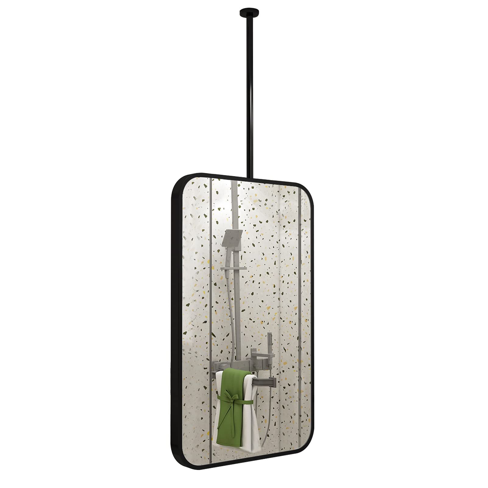 ITOSUI Rectangular Mirror for Ceiling Mounted, Black Metal Frame Mirror Floating Bathroom Square Vanity Mirror for Home or Hotel Decorative Simple Glass Mirror Clear and Practical (Size : 40cmx70cm)
