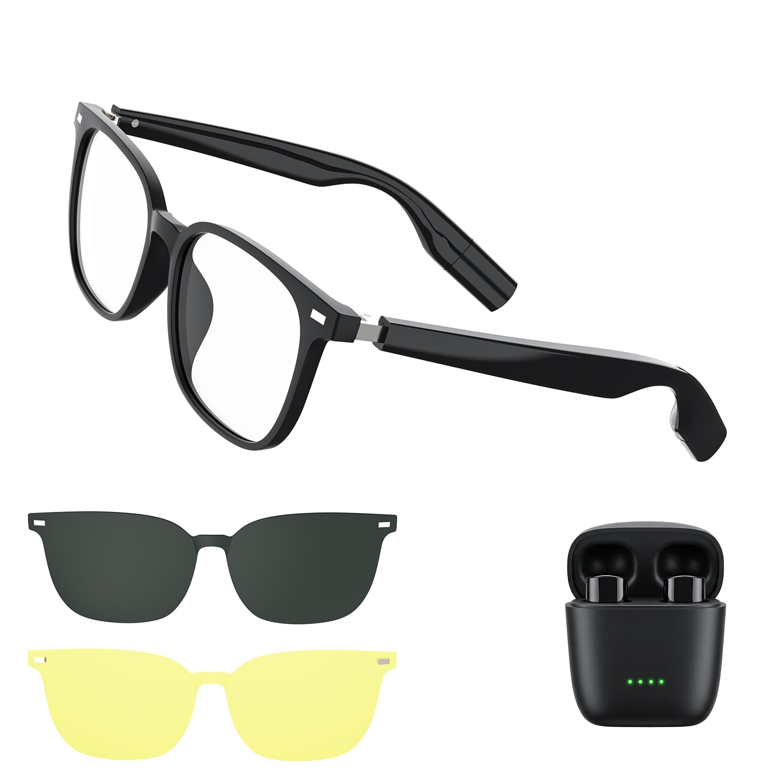 Smart Bluetooth Audio Glasses for Men/Women,Magnetic Dual-Battery Quick-Swap System with Charging Case, Detachable Magnetic Polarized Lenses with UV Protection, Waterproof Design, Black-image-30