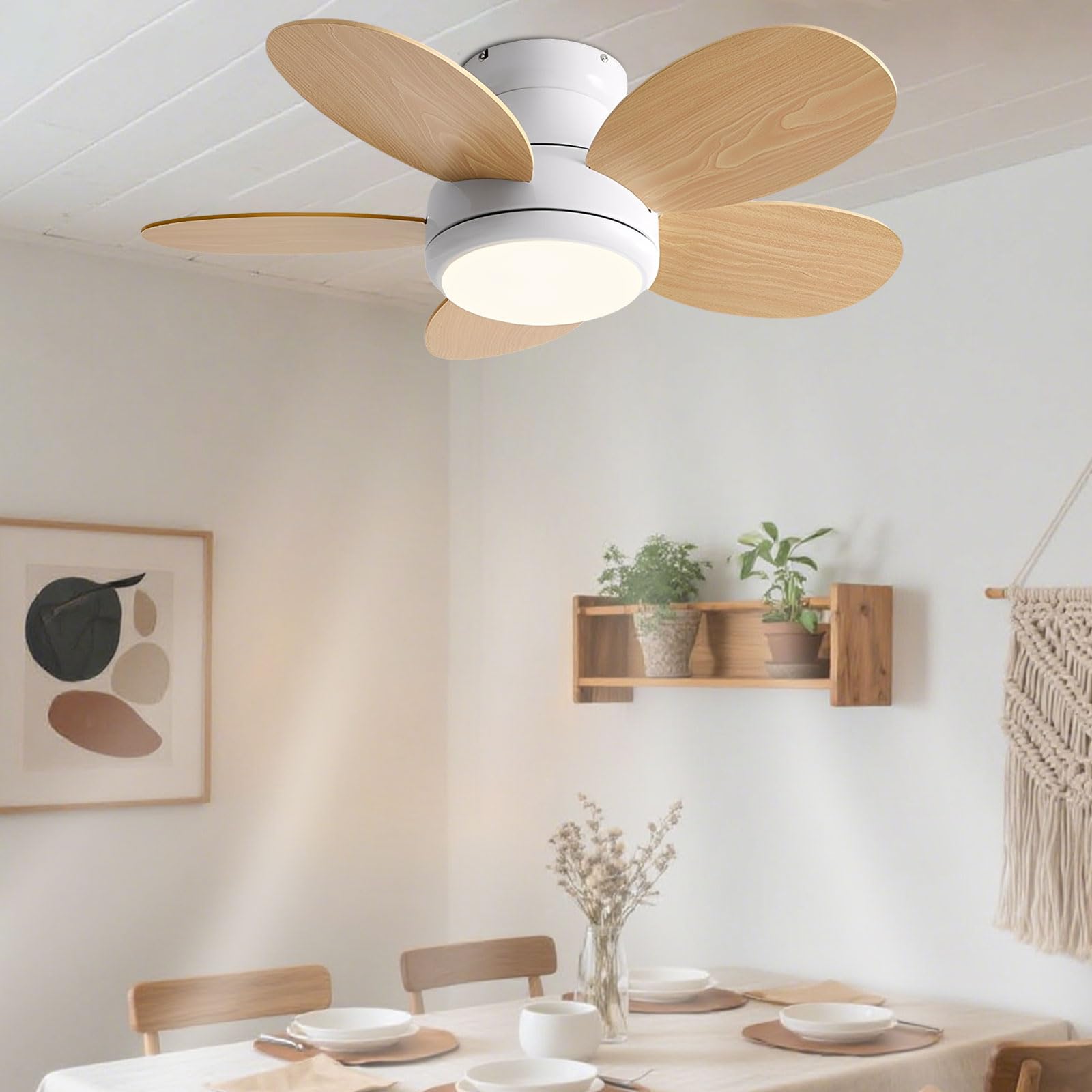 Ventilateur de plafond silencieux 6 vitesses avec lampe LED chambre