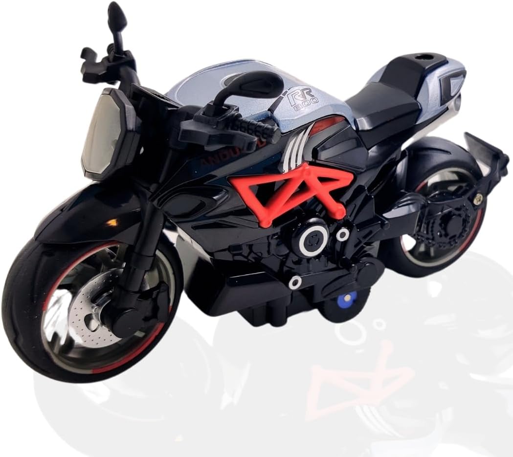 PLUSPOINT Diecast Motorcycle Toy Bike Scale Model Pull Back Vehicles Alloy Simulation Superbike Alloy Tank, Look Alike Models Also for Car Dashboard, Kids, Adult