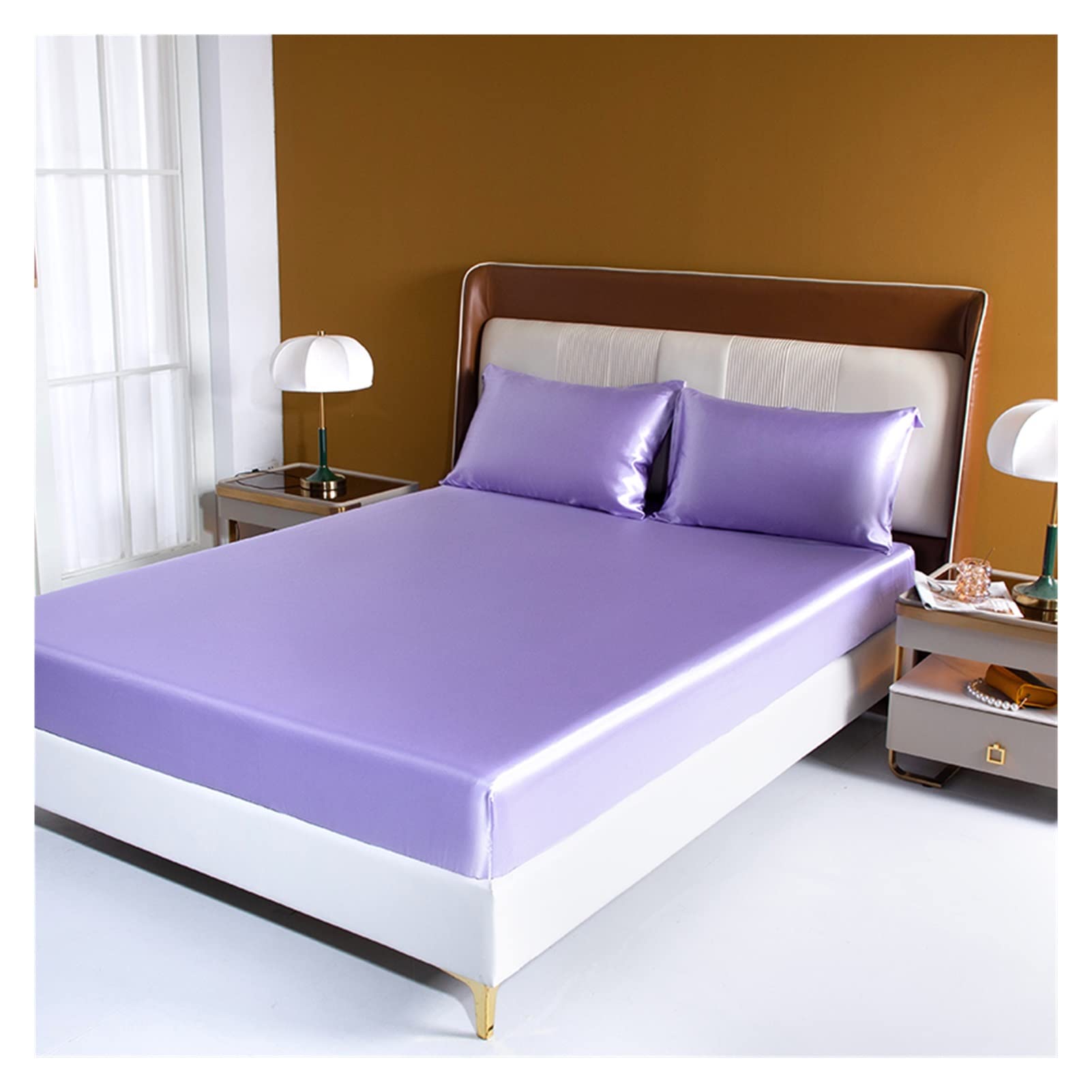 Drap d'été en soie Ice Silk Xue Qin 140x190cm - Drap-housse en satin de soie glacée multicolore