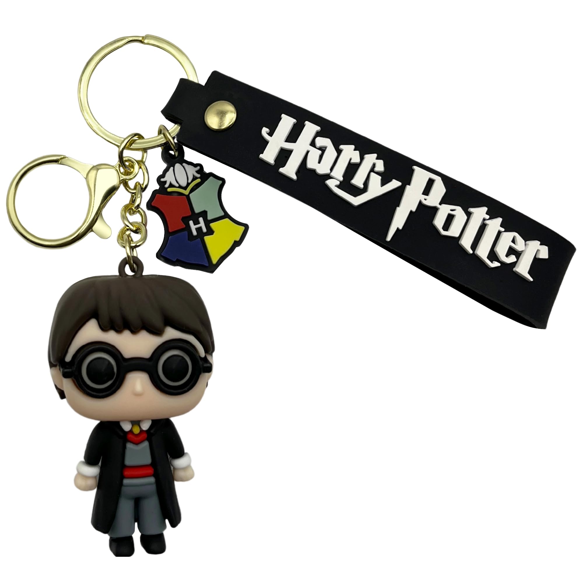 AUTOZOCO Harry Potter Silicone Rubber Keychain Harry Potter Figure, 6 cm, Silicone, Black