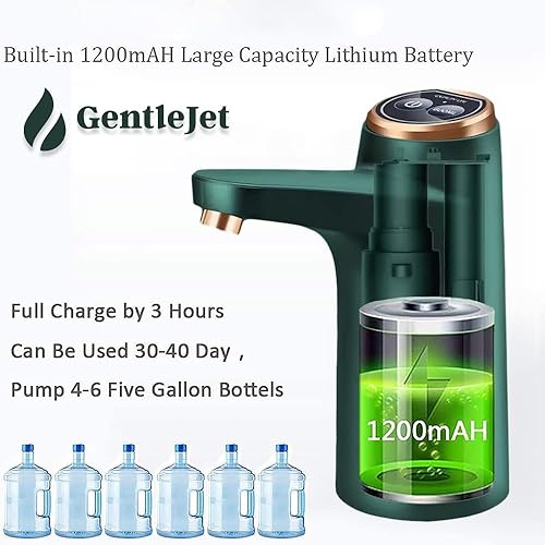 Miniatura 6 de Dispensador de agua potable portátil recargable eléctrico para botella de 5 galones, bomba de agua cuantitativa de 20.3 fl oz, bomba de botella de