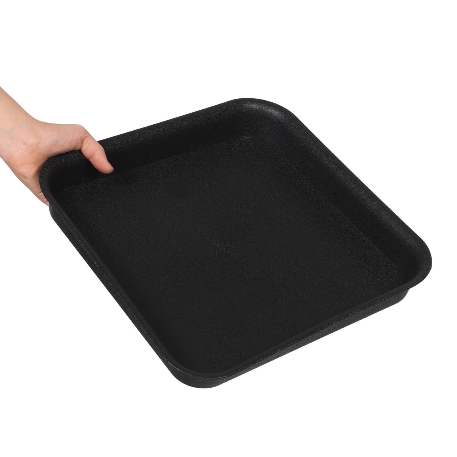 Kichvoe Quadratische Untersetzer für Blumentöpfe 4 Stück 38cm Kunststoff | Matte Pflanzschalen Schwarz, Wasserauffangend, Stabiler Halt für Balkon und Garten
