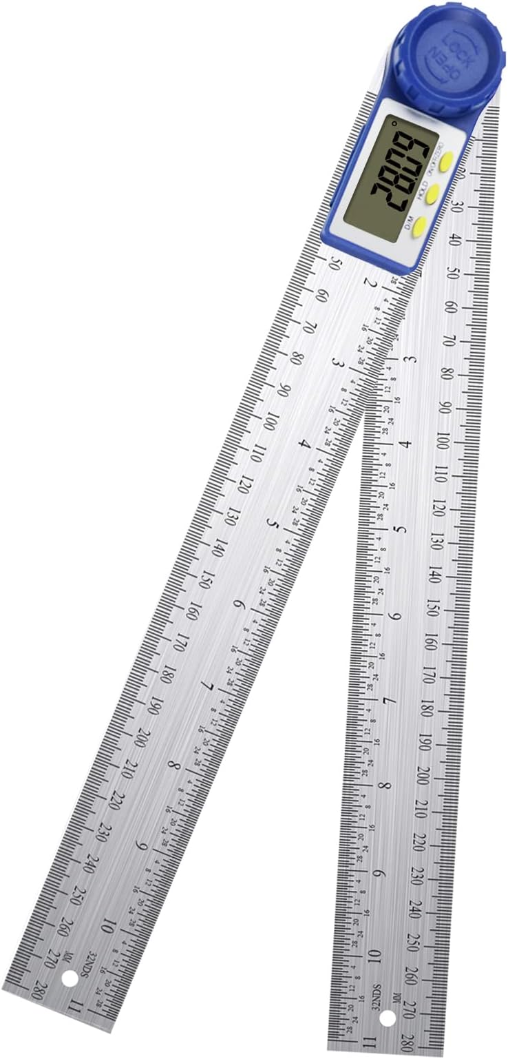 DANOPLUSDigital Angle Finder Ruler, 2-in-1 Metric and Imperial Scale Protractor 300 mm Stainless Steel Straight/Square/Angle Measurement