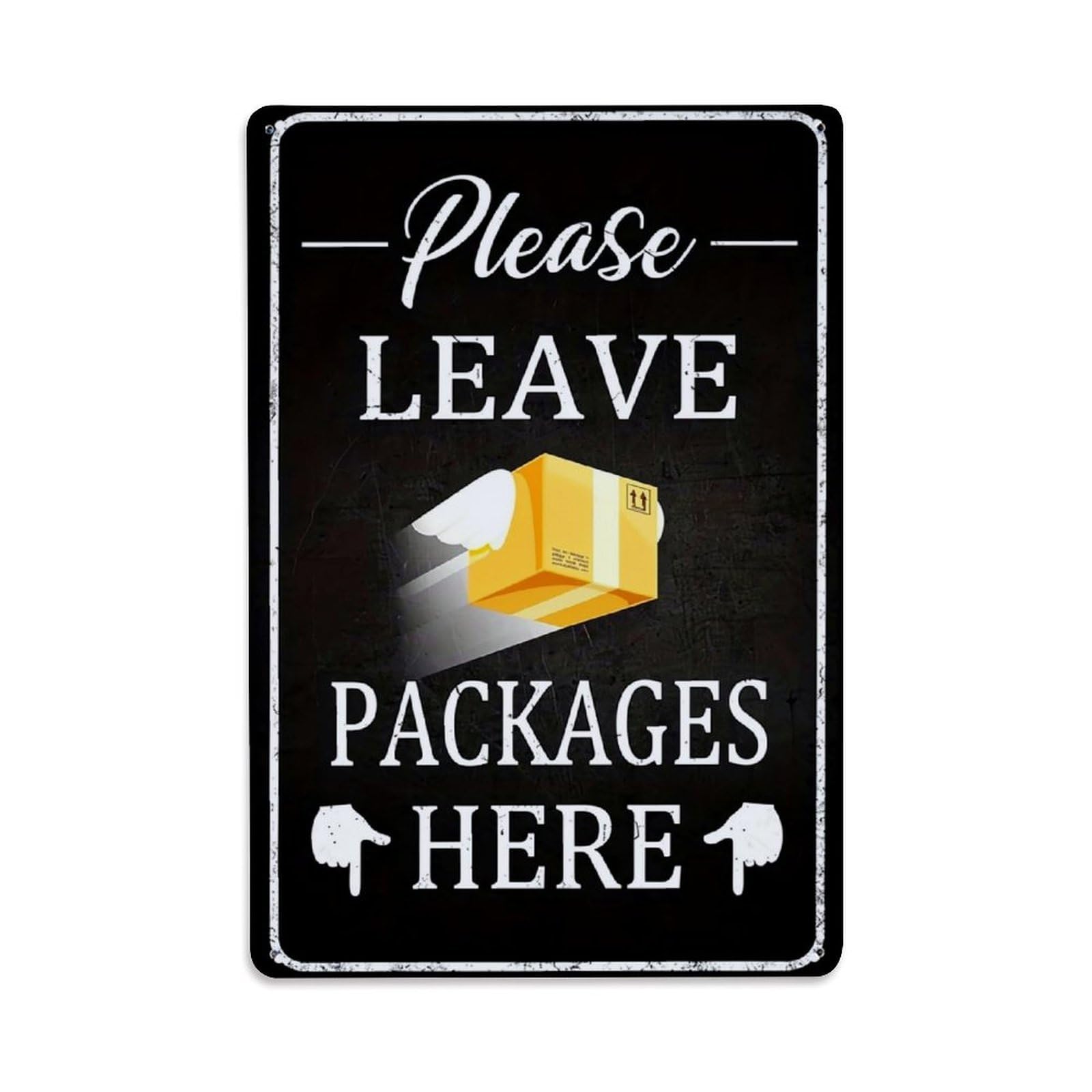 Nestemfo Vintage Please Leave Packages Here Sign Tin Sign Metal Sign, Living Room,Bar, Home, Bedroom Wall Decor,Retro Metal Poster 8X12 Inches