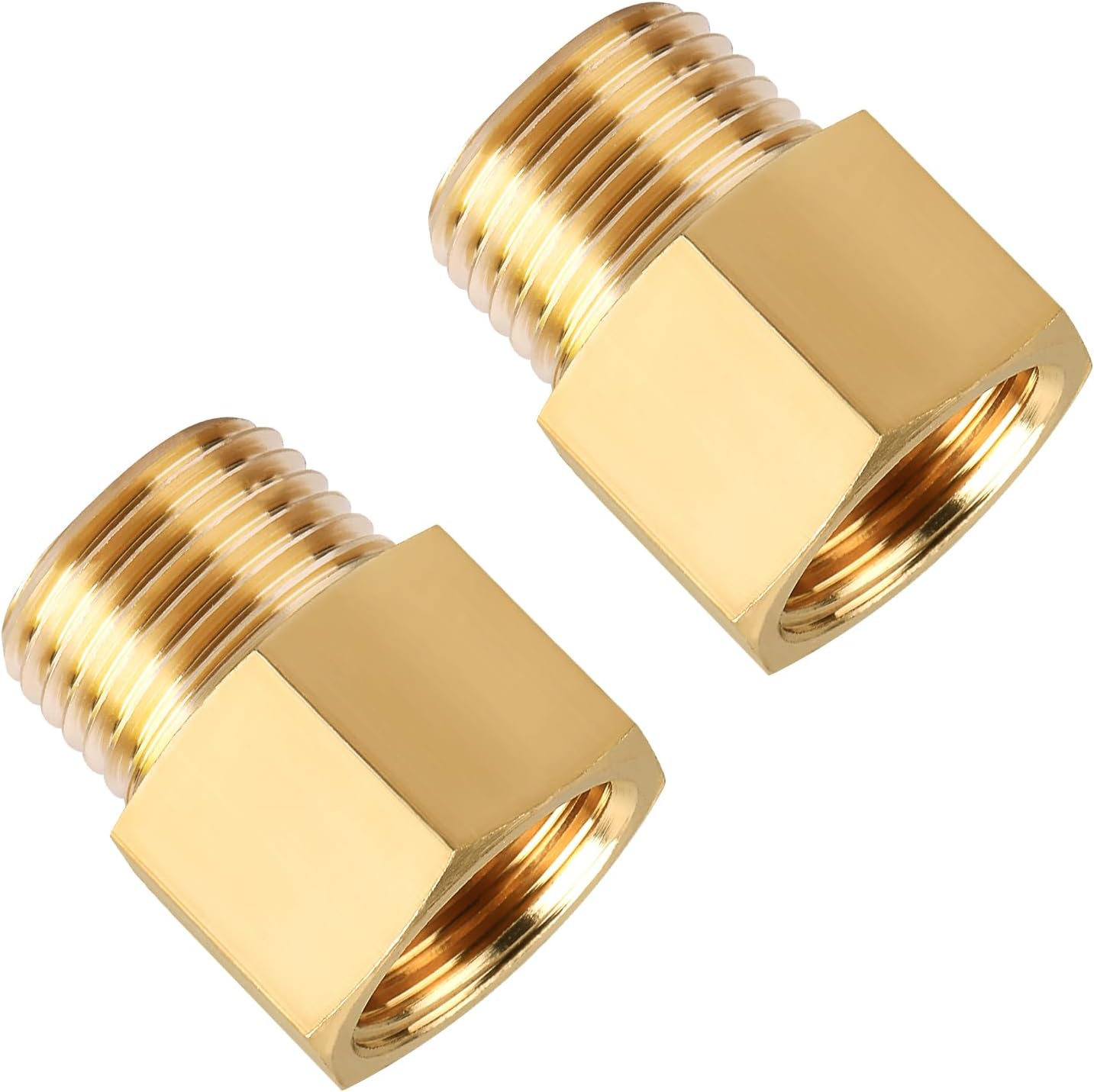 Brass Pipe Fittings, SUNGATOR 1/2 Inch Male x 1/2 Inch Female Pipe Fitting Adapters, 1/2'' NPT Male to Female Adapter, 1/2'' Brass Extension Connectors for Shower Head, Pack of 2
