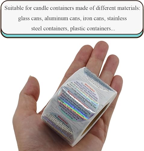 Miniatura 40 de HAHIYO 500 calcomanías de advertencia de velas circulares negras de 1 pulgada, etiquetas de seguridad para derretir cera para hacer velas