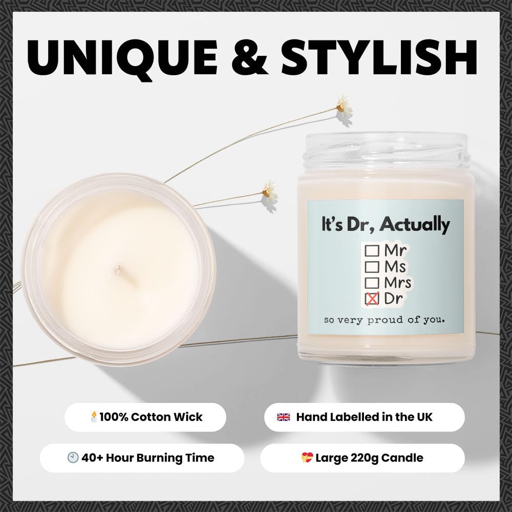 Phd Gift - Luxury Soy Wax Candle - Vanilla, Jasmine, Sugared Almond - Makester, White - Image 3