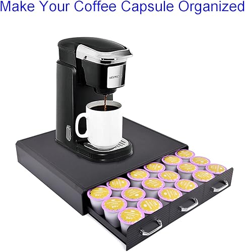 Miniatura 6 de Cajón de almacenamiento de cápsulas de café, organizador para cafetera, compatible con capacidad de 36 cápsulas K-Cup o 48 cápsulas Nespresso, color