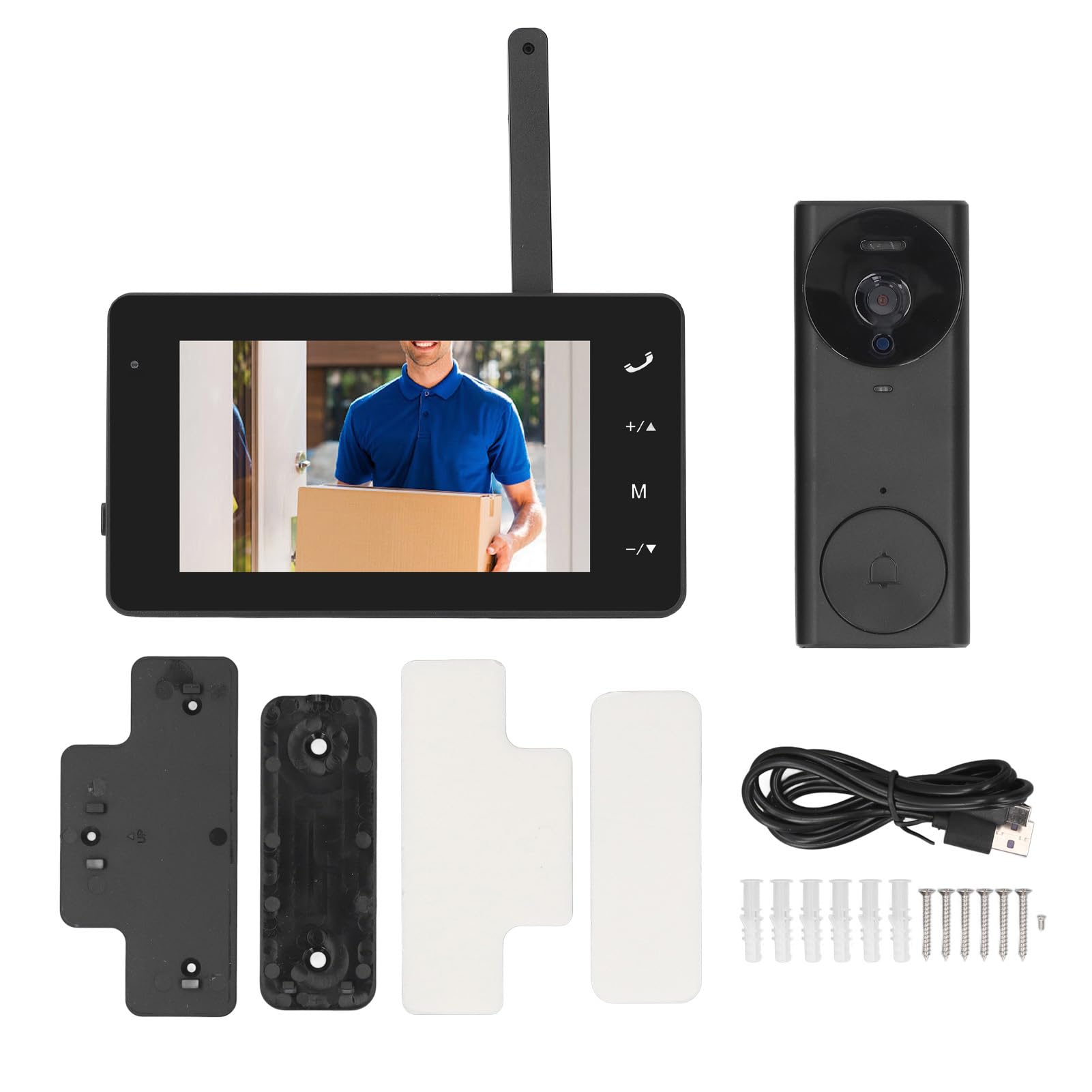 Luocute Videoportero Inalámbrico 1080P, de Intercomunicación con Timbre y Lente de 8MP 170° de Ángulo de Visión, for Puerta de Entrada y Acceso Residencial