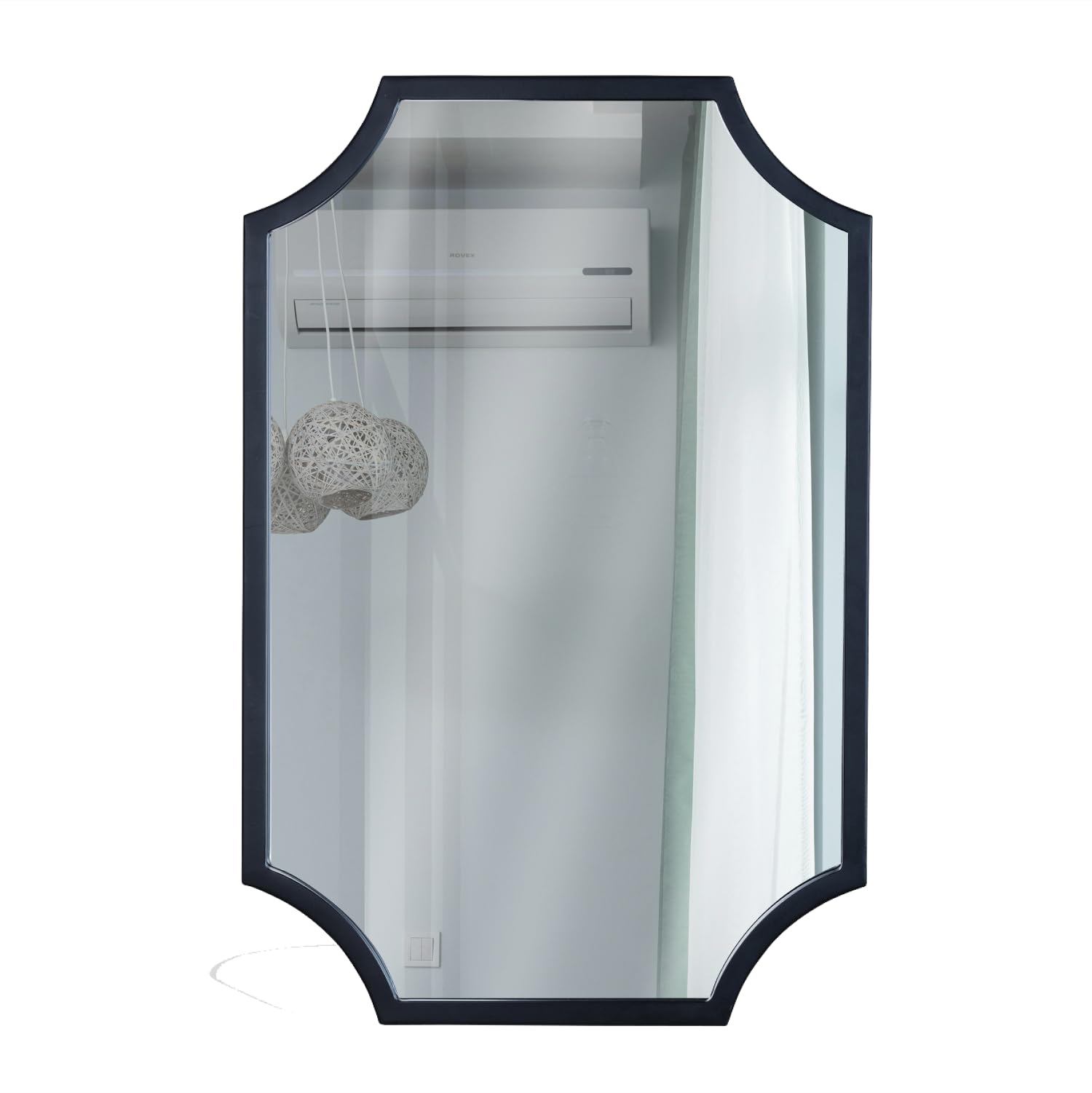 Hamilton Hills Black Scalloped Mirror - 16 x 24 Inches Decorative Wall Mirror with Metal Frame for Bathroom, Bedroom and Entryway - Horizontal or Vertical Mount