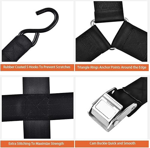 Miniatura 4 de SKYTOU - Red de carga corta para camiones y camionetas con hebillas de leva y ganchos en S 42 x 50 pulgadas