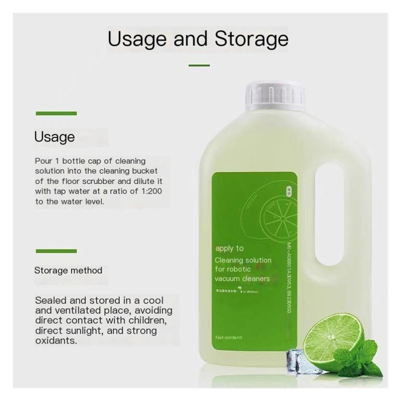 Solución de limpieza de pisos。 Compatible para ECOVACS N30/N30 PRO。 Accesorios para robots de barrido, 1L (33.8fl oz)(2 Package)