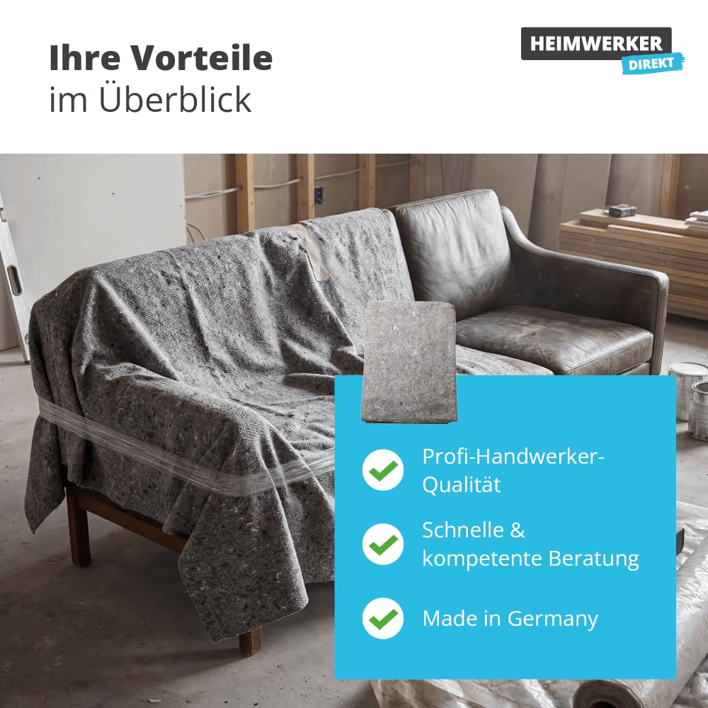 Alfa Packdecken 3 Stück Möbelpackdecken ca 220 g/m² - grau 150x200cm schwere Profi-Qualität Made in Germany Umzugsdecken Möbeldecken Transportdecken Allzweckdecken Kofferraum-Unterlage
