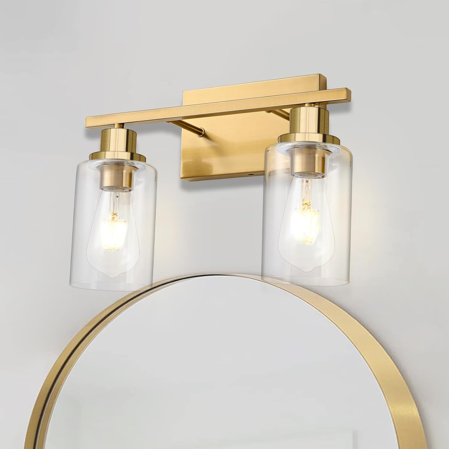 HCCZ 2 Light Gold Bathroom Light Fixtures Brushed Brass Vanity Light ...