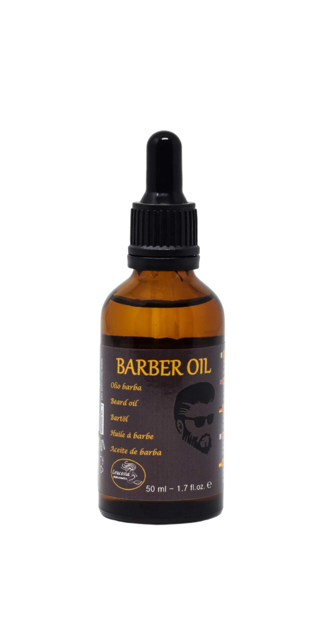 Leucosia Barber Oil - Aceite de barba 100% natural - Nutre, refuerza, protege y deja suave y reluciente la barba. Adecuado a todo tipo de barba. Un verdadero placer diario.