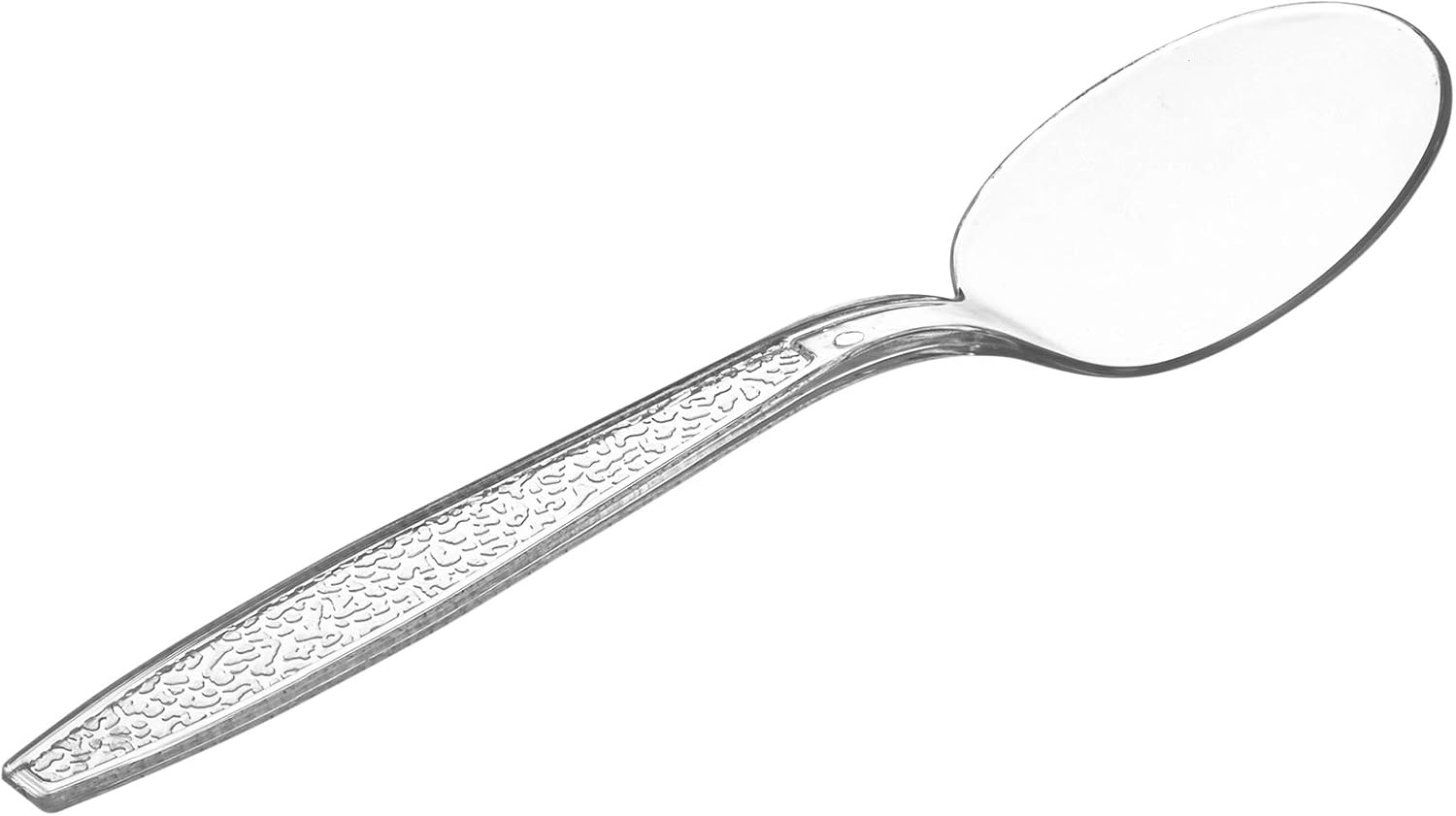 [100 Pack] Heavyweight Disposable Clear Plastic Soup Spoons - Engraved Design : Health & Household