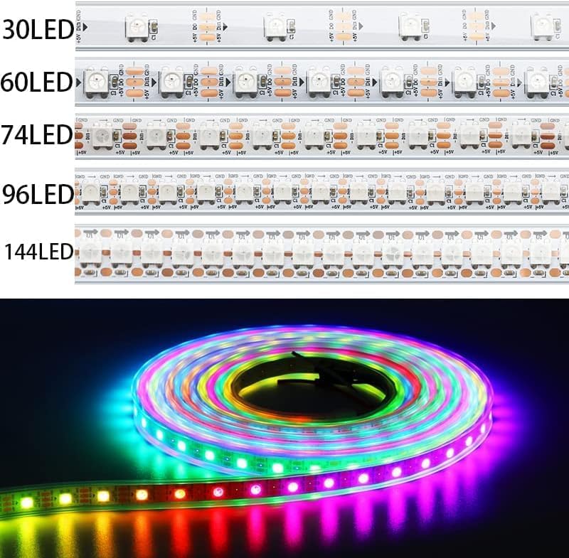 Miniatura 3 de TOPXCDZ WS2812B WS2812 - Tira LED de píxeles direccionables individualmente flexible digital RGB 30607496144PixelLedsM cinta de luz 5V (5M 96LEDM,