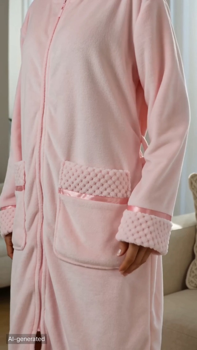ladies zip front dressing gown PAVILIA Womens Up Robe Fleece Housecoat Bathrobe Satin Trim, Pink L/XL Fit Relaxed DapperFam Rafael in Dark Color:Charcoal Grey COLOR_BURGUNDY
