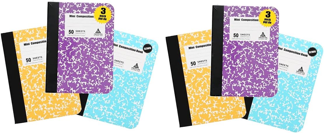 Daisy Bundles Mini Composition Notebook Set - 6 Small Books - 4.5 x 3.25 Inches