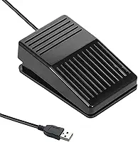 Interruptor de pedal USB, acessórios para pedal push-to-talk, leve e versátil para teclado, pré-programação, driver gratuito, Preto Silencioso