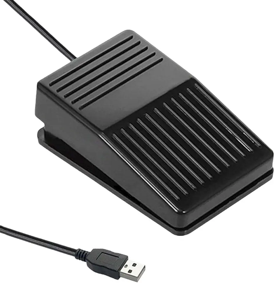 Interruptor de pedal USB, acessórios para pedal push-to-talk, leve e versátil para teclado, pré-programação, driver gratuito, Preto Silencioso