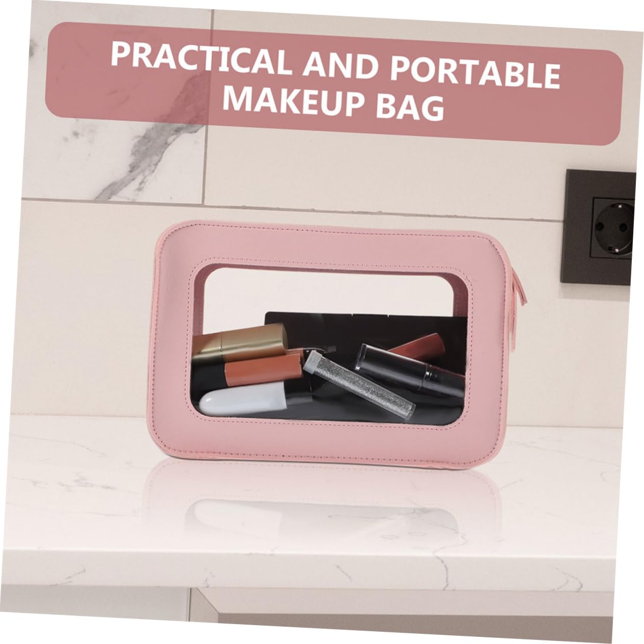 2pezzi Borsa Cosmetica Trasparente Con Doppia Cerniera Organizer Da Viaggio Per Cosmetici e Toiletries Per Aeroporto e Valigia