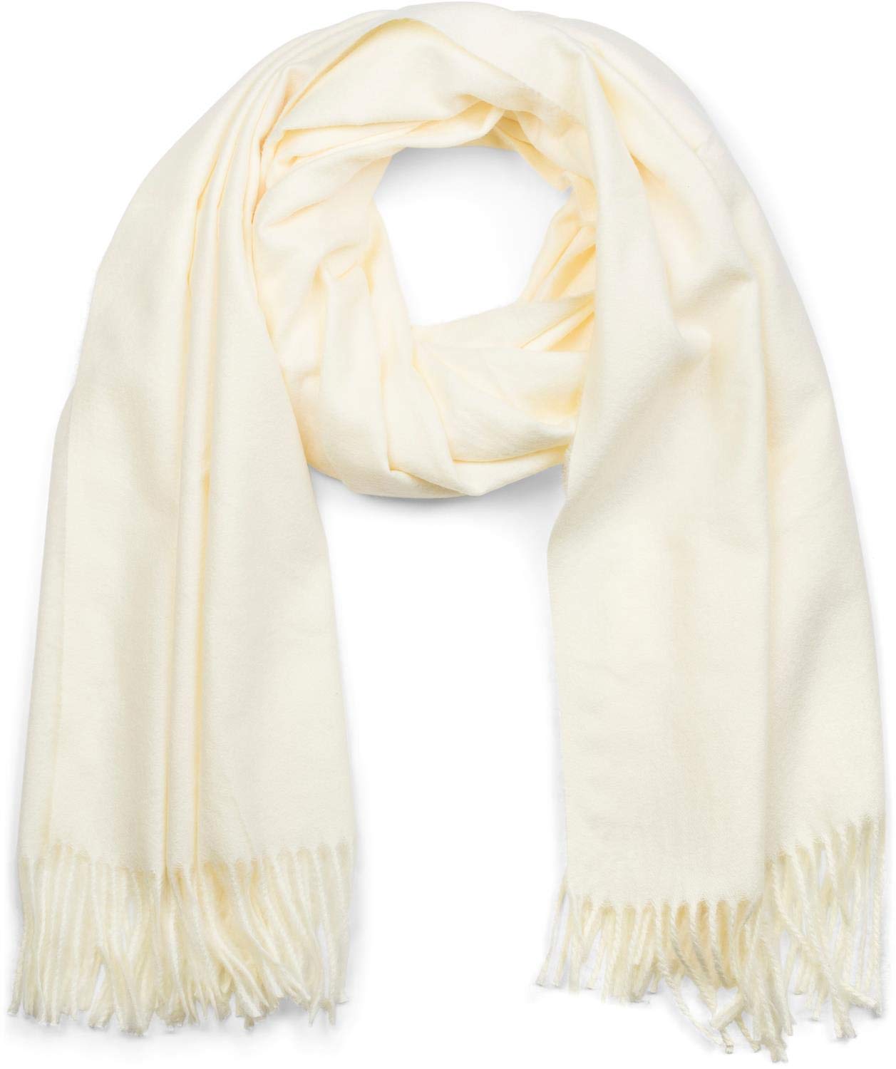 styleBREAKER Unisex Scarf with Fringes | Soft Viscose Wrap in Solid Color | Long Winter Scarf for Women and Men | Large Color Selection, Cream
