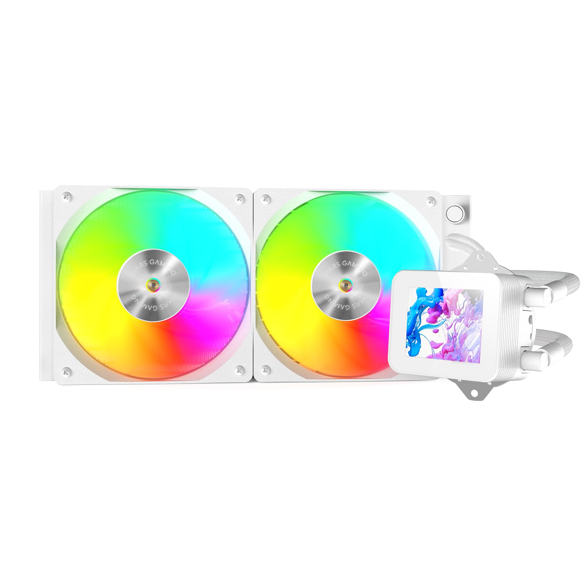 Mars Gaming ML-VISION240, Raffreddamento a Liquido AIO, TDP 500W, 2x Ventole ARGB con Nucleo in Rame e Alluminio FDB, Schermo LCD IPS 4:3 Rotazione a 360° e Software, Multisocket Universale, Bianco