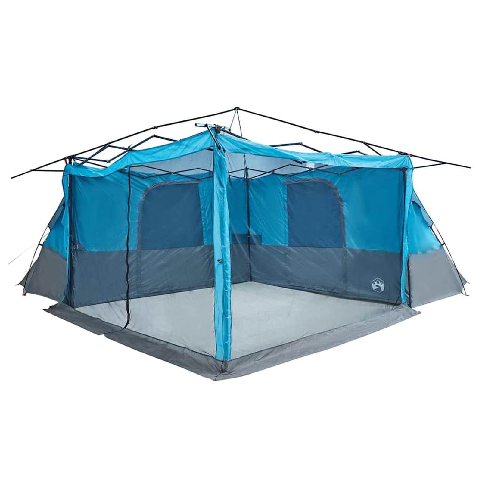 Homgoday Tenda Familiare 520x520x190 cm Blu - Taffet¨¤ 3 Stanze 8 Posti 2 Porte con E-Port per Campeggio e Gruppi