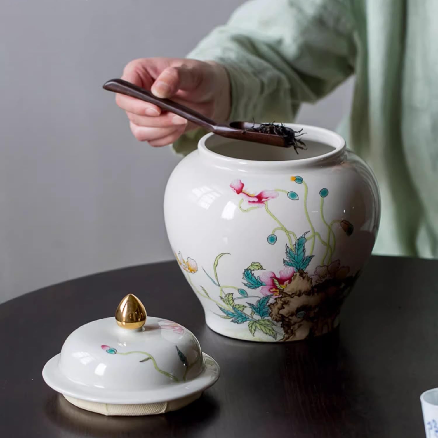 XYNSNDB Pojemniki kuchenne Pojemnik ceramiczny na herbatę Pojemnik na herbatę o bardzo dużej pojemności Pojemnik na herbatę chińską Sober do serwowania mielonej kawy, herbaty, cukru, soli i nie tylko