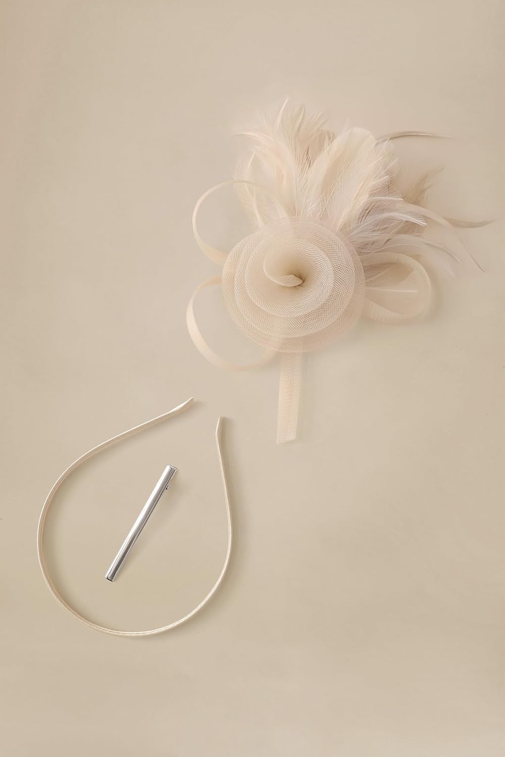 BABEYOND Fascinators Hats for Women - Tea Party Hats Kentucky Elegant Tulle Mesh Feather Bridal Wedding Headband Hair Clip - Image 3