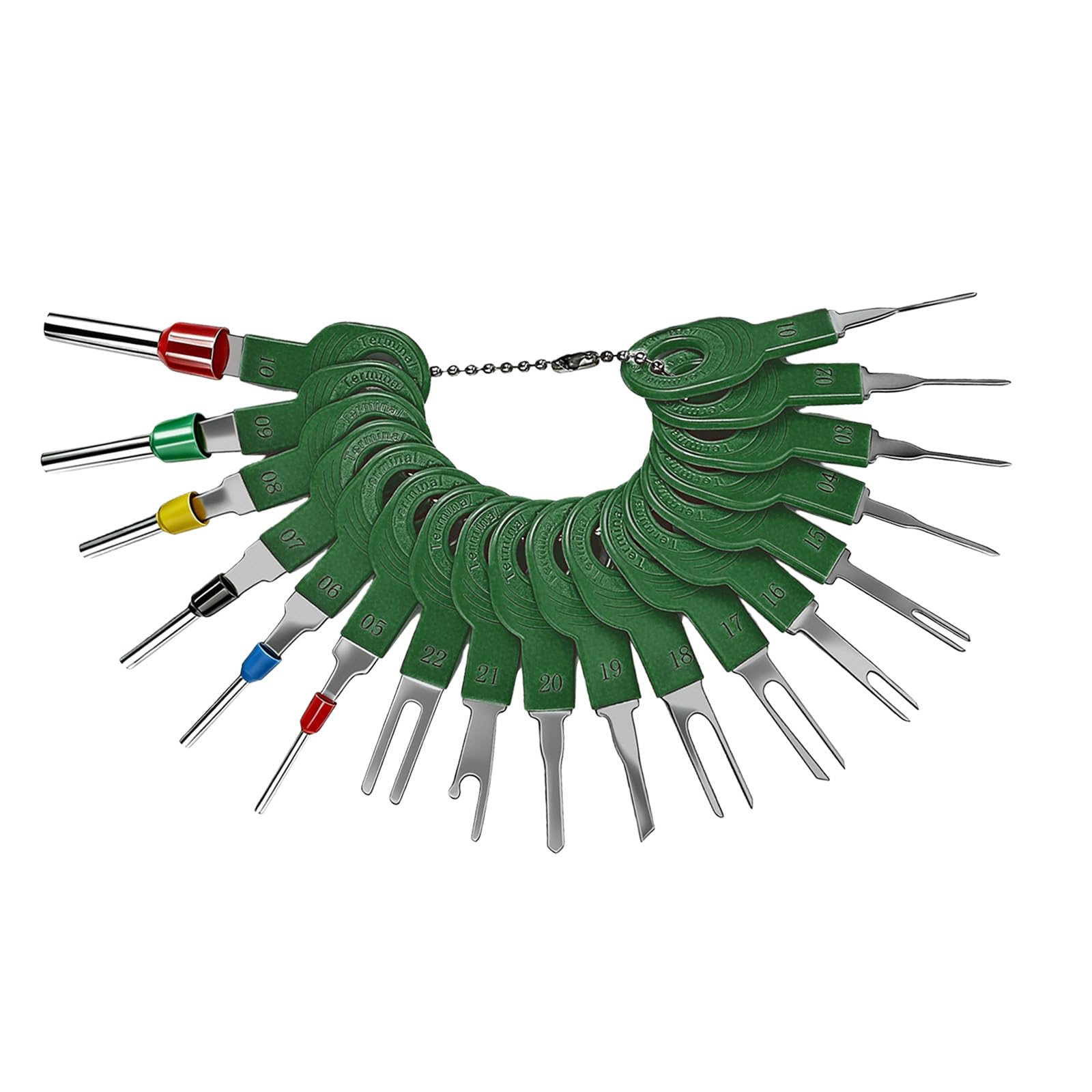 Kfwfuaee Green 18Pcs Car Wire Connector Removal Tool Set Suitable For Various Auto Electrical Repairs Terminals Pin Remover Extractor