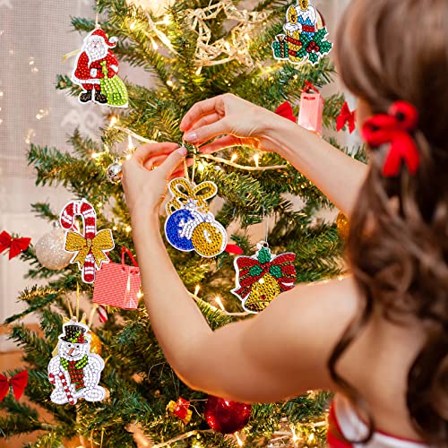 26 Pcs Christmas Diy Diamond Keychain Ornaments 5D Key Ring Rhinestone Pendant Christmas Hanging Diamond Art Kits For Christmas Arts Crafts Family Decor #TOP6