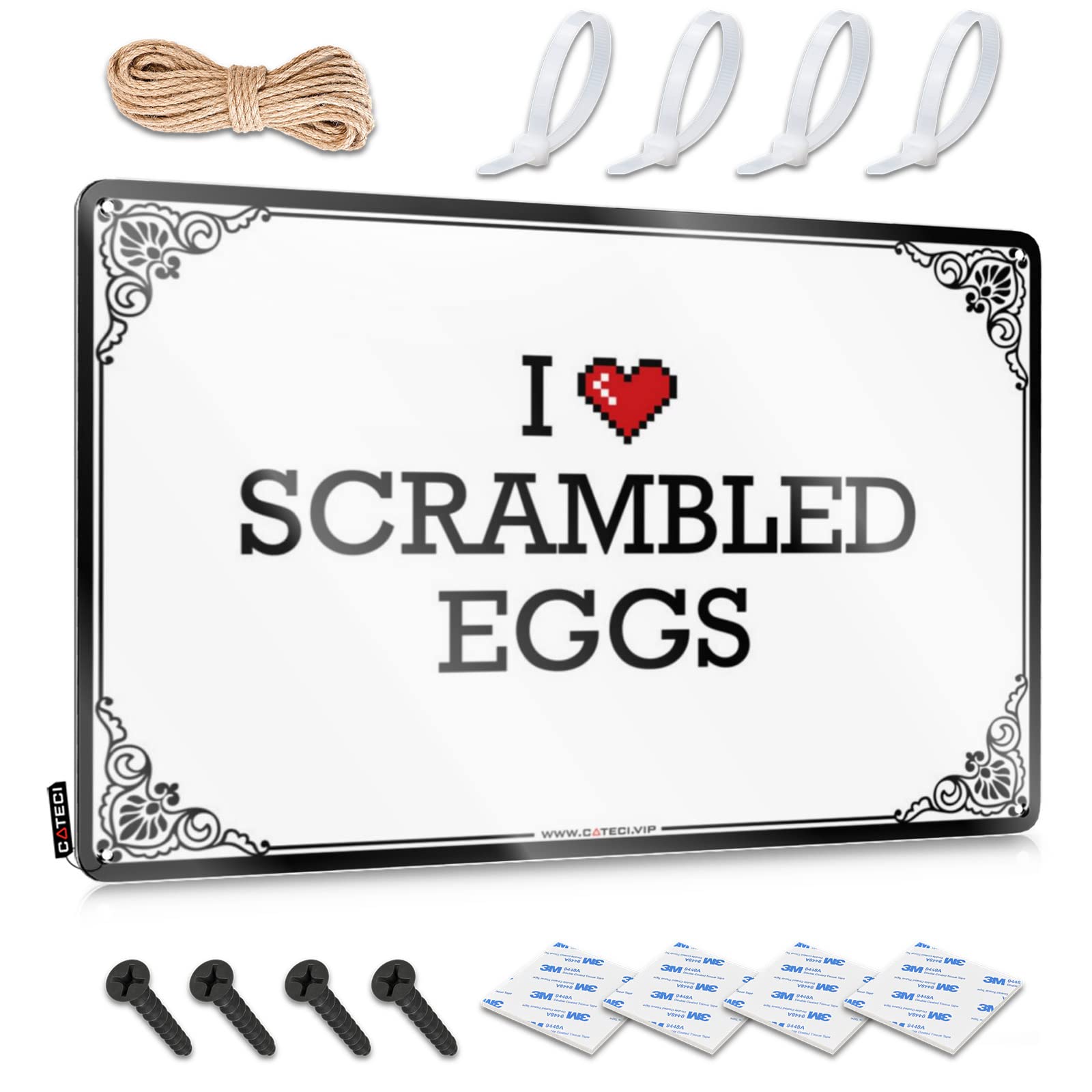 Signs Designer Waterproof Artwork, Decorative Retro Print For Cafe Pub Score | Unique Home Decor Pre-drilled Custom I Love Scrambled Eggs(30X40CM)