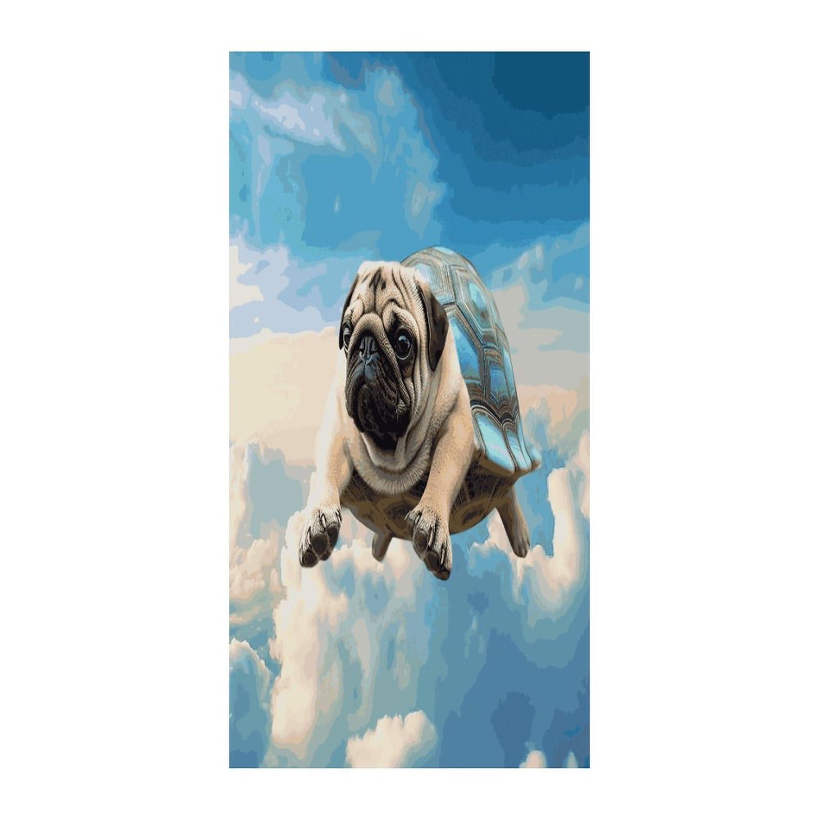 Fekiloot Style Funny Turtle Pug Dog In The Sky Door Curtain Room Divider Curtains