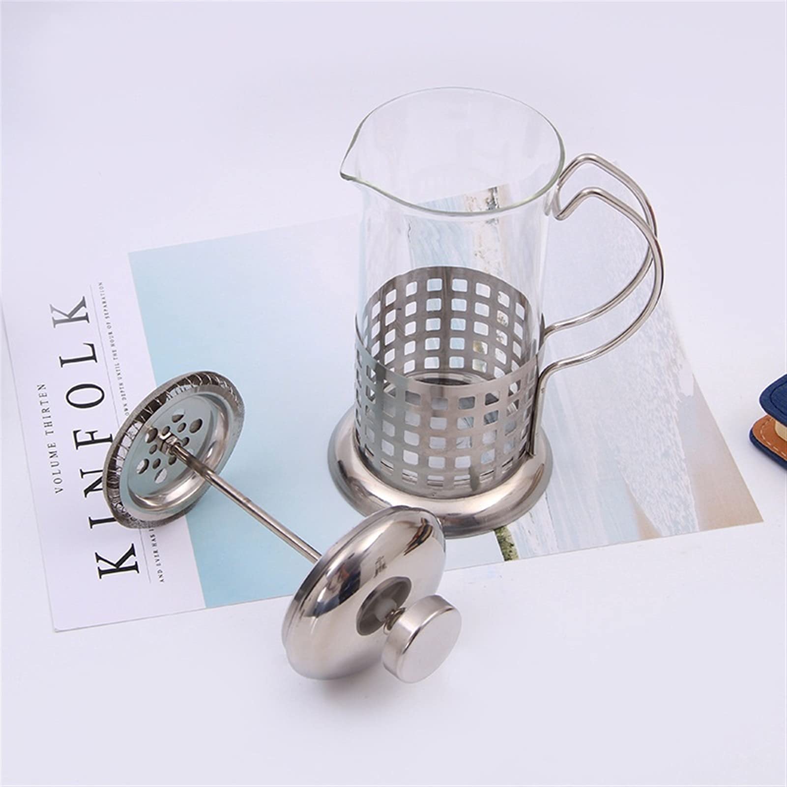 Hervidor de café Cafetera Cafetera de Prensa Francesa de Acero Inoxidable Cafetera de émbolo Fino Cafetera Tetera Prensa Cafetera 350 ml (Color: 1) (1)