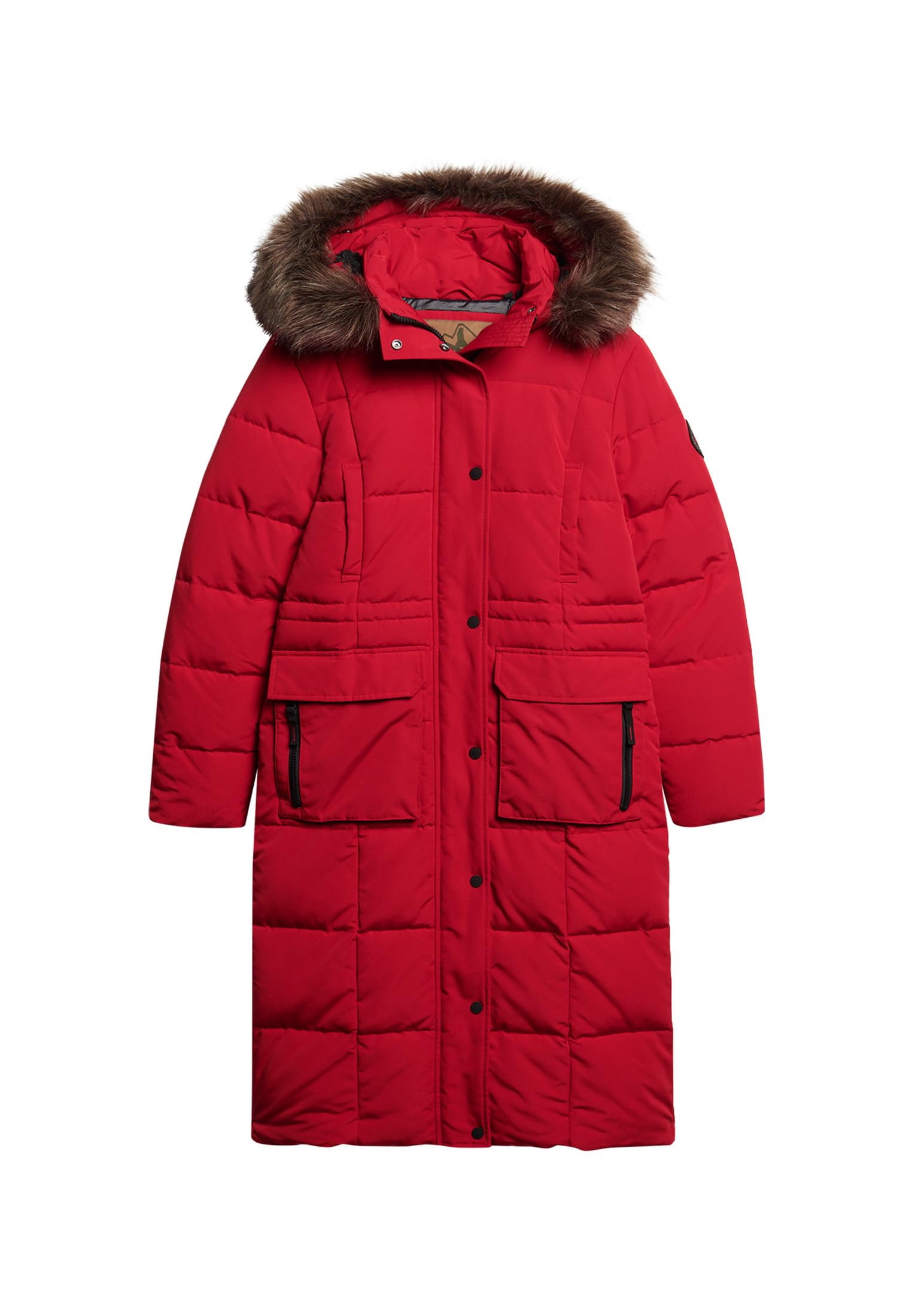 Superdry Women's Everest Longline Puffer Coat Jacket, Deep Red, UK 8