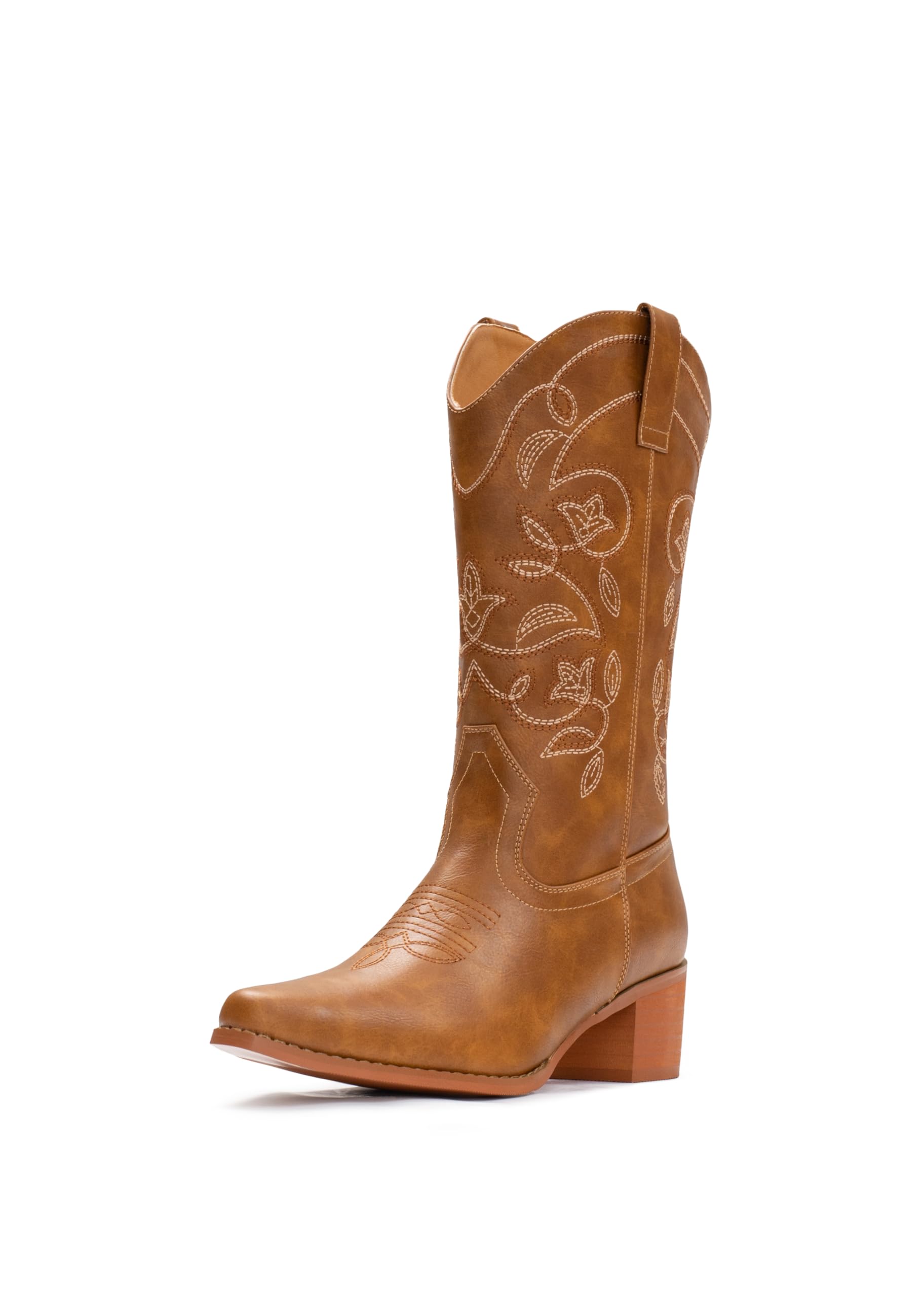 IUV Cowboy Boots For Women Pointy Toe Women's Western Boots Cowgirl Boots  Mid Calf Boots, Chestnut, 5.5 : Amazon.sg: Fashion