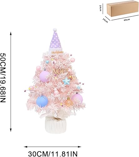 Miniatura 7 de Caja de música para árbol de Navidad, macarrón, colorido, artificial, Xmastree, mesa giratoria musical, mini árbol con sombrero de Navidad y bolas