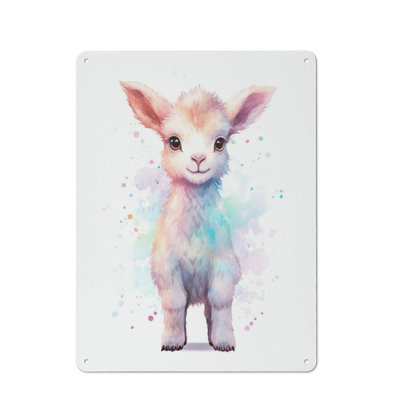Retro Watercolor Baby Goat Vintage Tin Sign 40x30cm, Retro Room Decor for Lounge, Study, Pub Or Wall Gallery